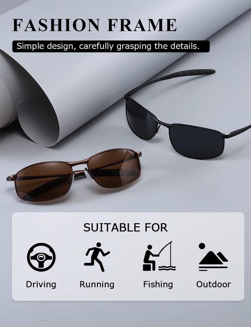 AEVOGUE Polarized Sunglasses For Men Rectangle Metal Frame Retro Sun Glasses AE0395 - Image 5